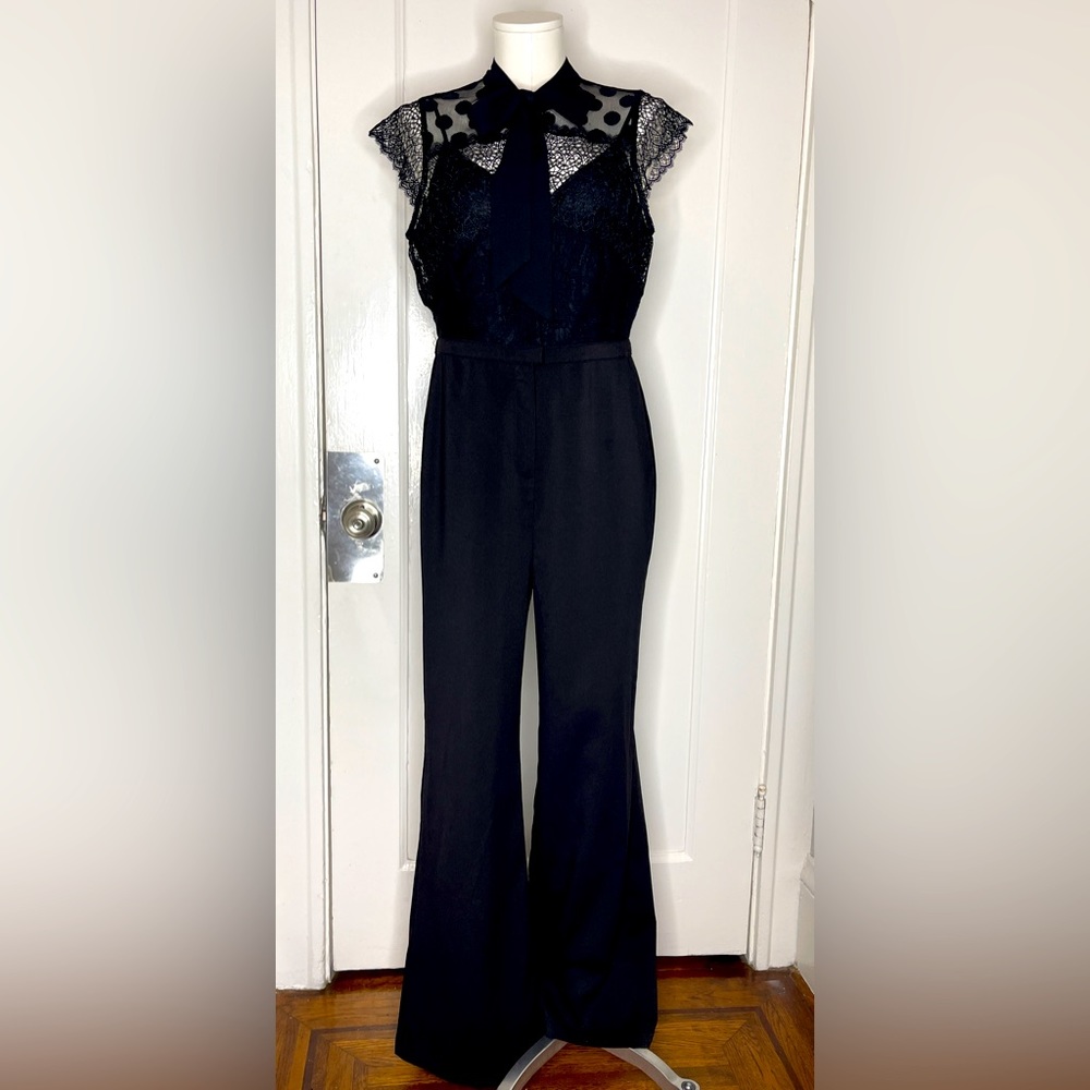 Adelyn Rae - Devon Lace & Woven Wide Legged Jumpsuit